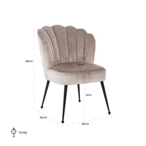 Chair Pippa khaki velvet / black (Quartz Khaki 903)