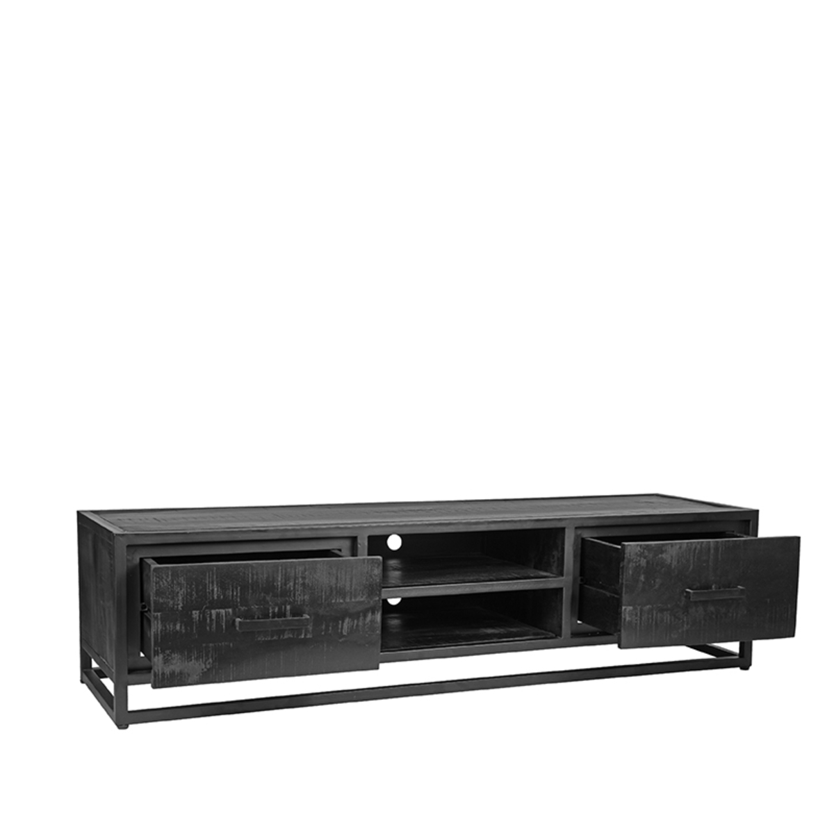 Tv-meubel Chili - Zwart - Mangohout - 160 cm Online Kopen - 4UDesigned.nl