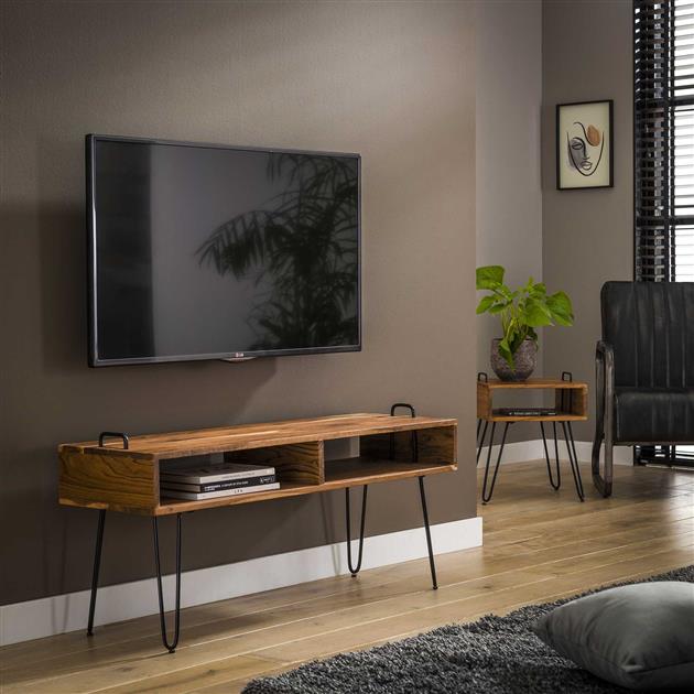 TV-meubel Quadro met 2 vakken / Massief acacia naturel