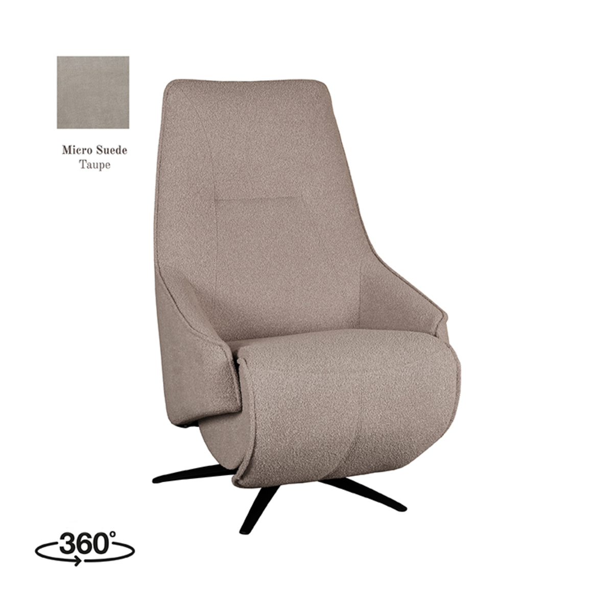 Fauteuil Odense - Taupe - Micro Suede - Elektrische
